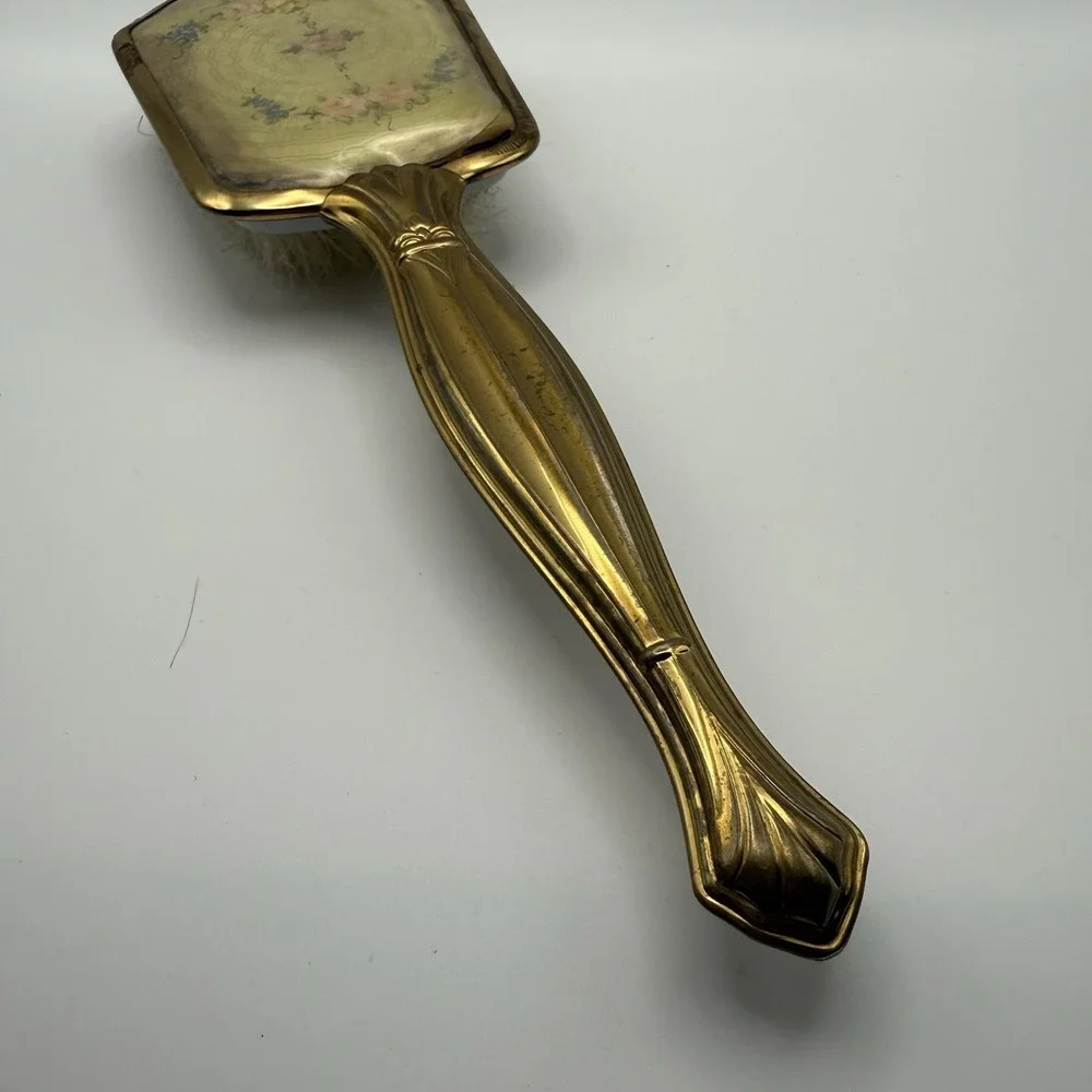 Vintage Ornate Gold Tone Victorian Style Vanity Dresser Hair Brush
